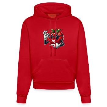 Coole Tomate Sonnenbrille Cartoon Veggie Spaß - Organic Fitted Hoodie Made in EU - Rot - Vorne