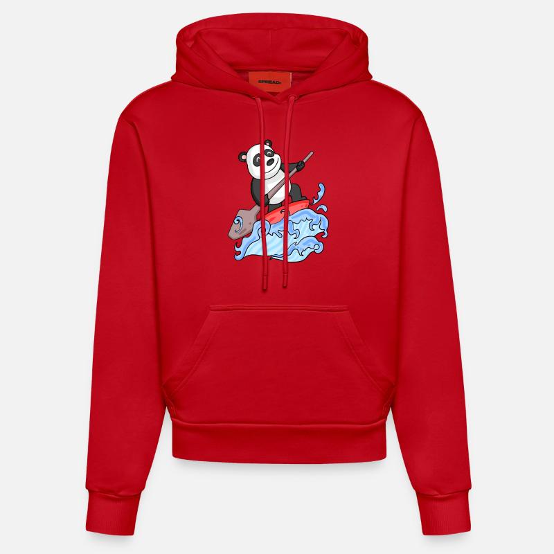 Stand Up Paddle Panda - Sweat à capuche bio ajusté fabriqué en UE - rouge