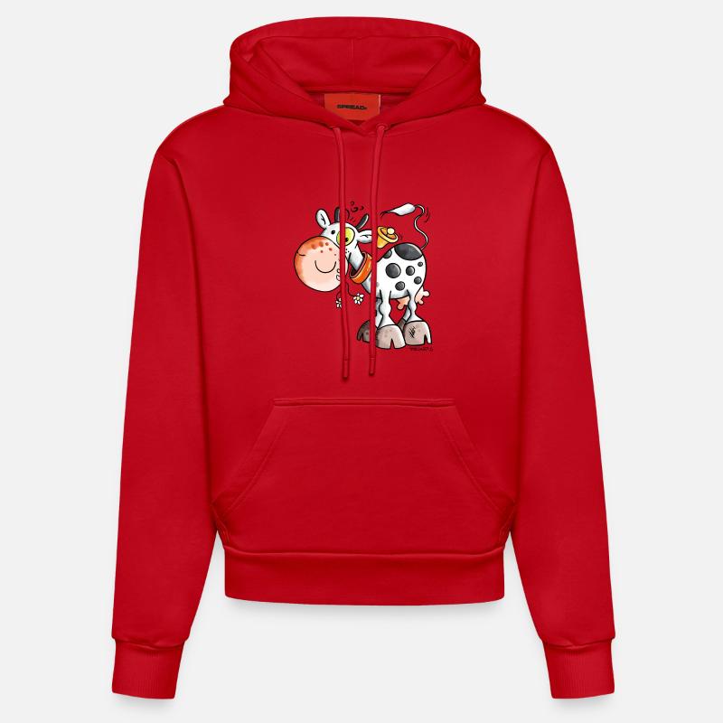 Mignon Vache - Sweat à capuche bio ajusté fabriqué en UE - rouge