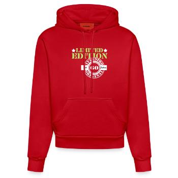60. Geburtstag , limited Edition orginal 60 (25) - Organic Fitted Hoodie Made in EU - Rot - Vorne