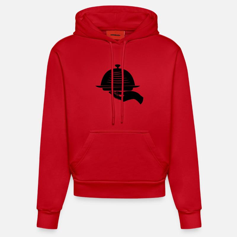 Main de serveur avec repas - Sweat à capuche bio ajusté fabriqué en UE - rouge