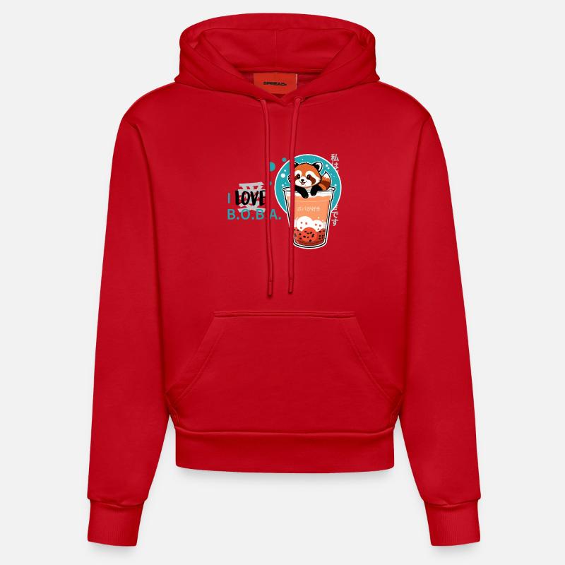 j’adore Boba - Sweat à capuche bio ajusté fabriqué en UE - rouge