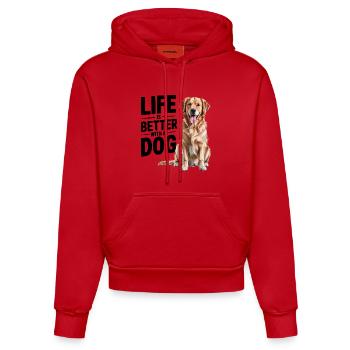 Life Is Better With a Dog - Organic Fitted Hoodie Made in EU - red - Front