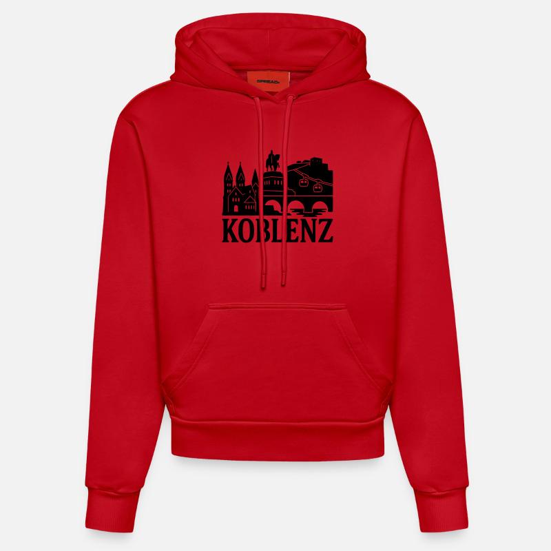 Silhouette de Coblence - Sweat à capuche bio ajusté fabriqué en UE - rouge