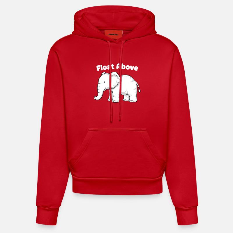 Flotte au-dessus de l’éléphant - Sweat à capuche bio ajusté fabriqué en UE - rouge