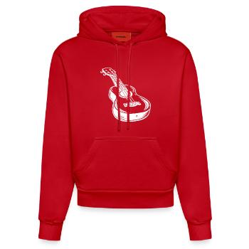 Ukulele Skizze - Organic Fitted Hoodie Made in EU - Rot - Vorne
