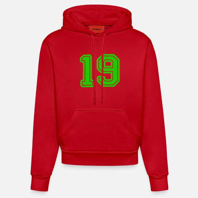 19- - Sweat à capuche bio ajusté fabriqué en UE - rouge