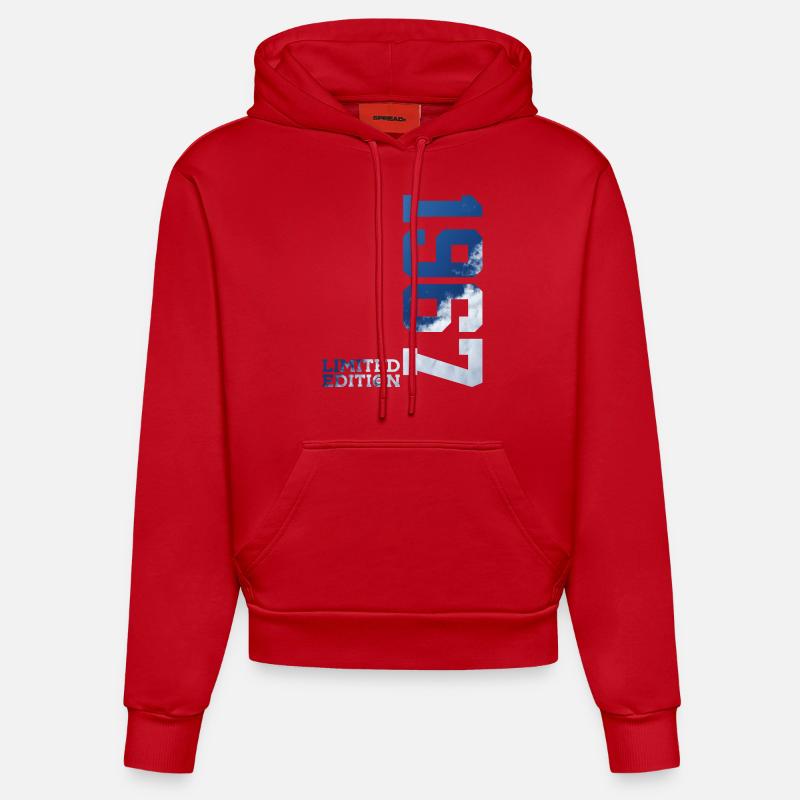 ÉDITION LIMITÉE 59E ANNIVERSAIRE 1967 - Sweat à capuche bio ajusté fabriqué en UE - rouge