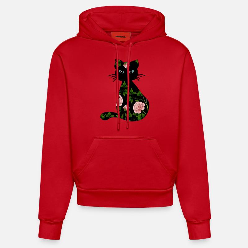 Chat - Sweat à capuche bio ajusté fabriqué en UE - rouge