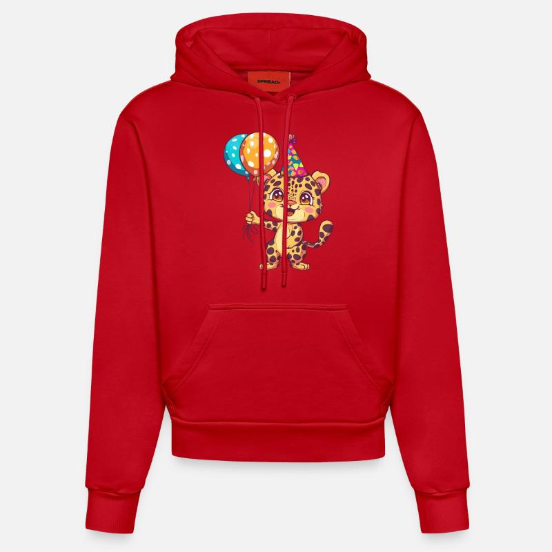 Bébé d’anniversaire léopard - Sweat à capuche bio ajusté fabriqué en UE - rouge