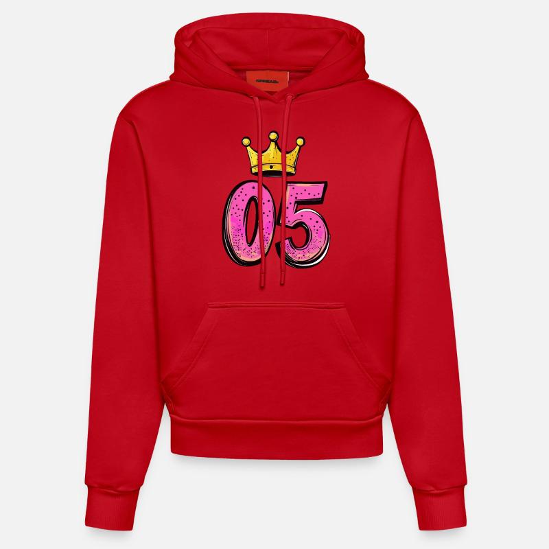 Couronne à 5 chiffres - Sweat à capuche bio ajusté fabriqué en UE - rouge