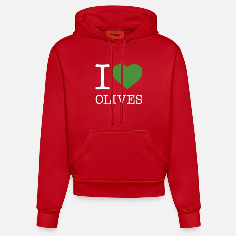 J’AIME LES OLIVES Oliven - Sweat à capuche bio ajusté fabriqué en UE - rouge