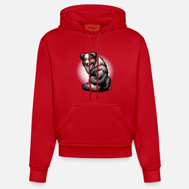 Berger australien Aussie Aussie Propriétaires Aussies - Sweat à capuche bio ajusté fabriqué en UE - rouge