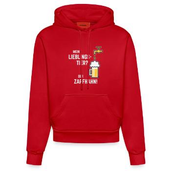 Mein Lieblingstier? Der Zapfhahn! (Bier / 3C) - Organic Fitted Hoodie Made in EU - Rot - Vorne