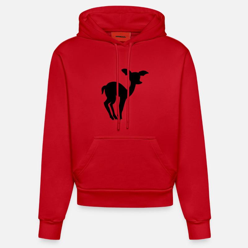 Cerf - Sweat à capuche bio ajusté fabriqué en UE - rouge