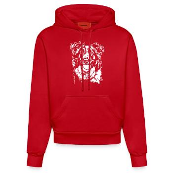 Border Collie Ball Ball Junkie Dogs Wilsigns - Organic Fitted Hoodie Made in EU - red - Front