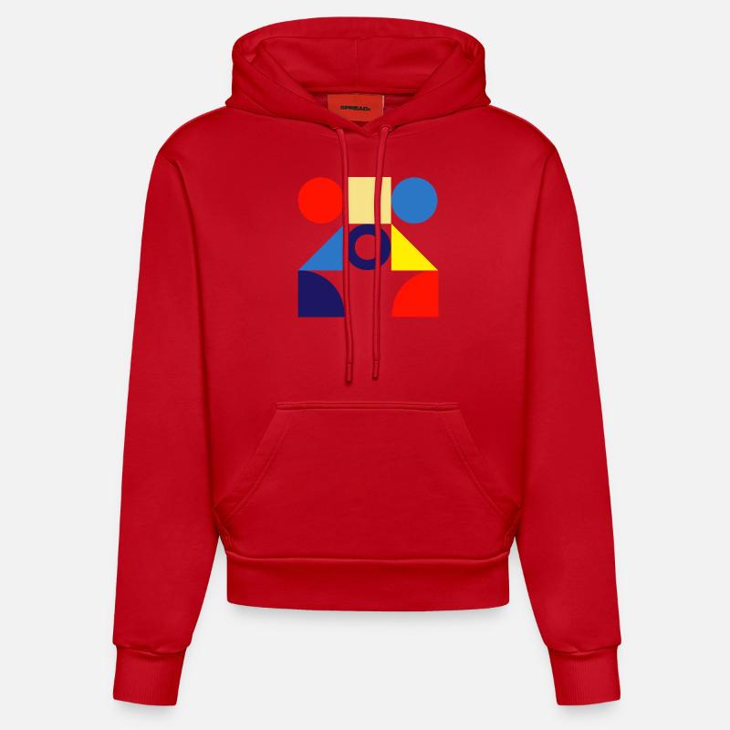 « Conception de cercle de motif » - Sweat à capuche bio ajusté fabriqué en UE - rouge