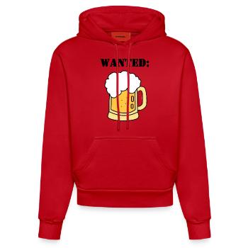 wanted beer - Organic Fitted Hoodie Made in EU - red - Front