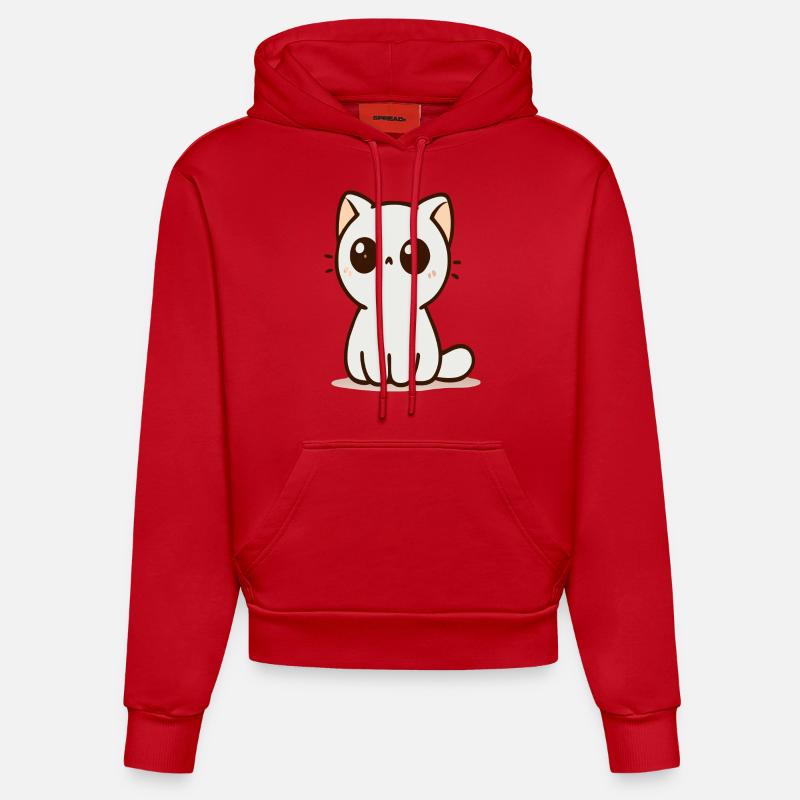 Chat - Sweat à capuche bio ajusté fabriqué en UE - rouge
