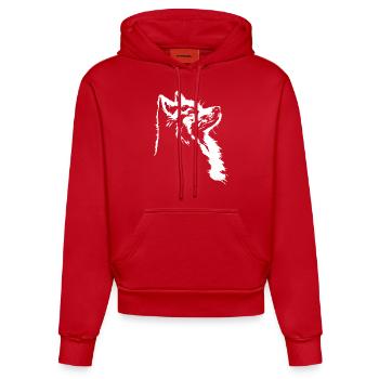Samojede Silhouette Hunde Hund Wilsigns - Organic Fitted Hoodie Made in EU - Rot - Vorne