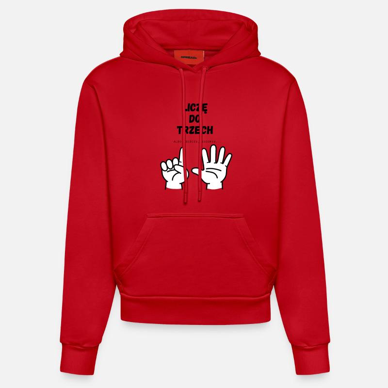 Je compte jusqu’à trois - Sweat à capuche bio ajusté fabriqué en UE - rouge