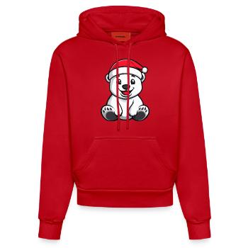 Eisbär Weihnachten - Organic Fitted Hoodie Made in EU - Rot - Vorne