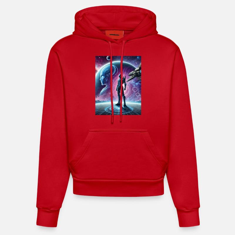 Tech Cosmos - Sweat à capuche bio ajusté fabriqué en UE - rouge