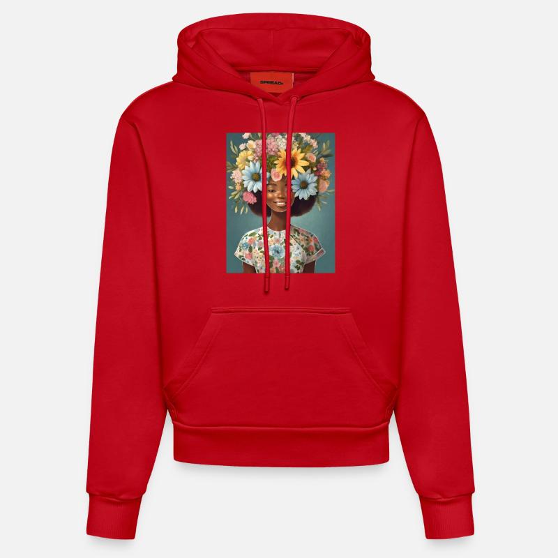 Couronne de fleurs 2 - Sweat à capuche bio ajusté fabriqué en UE - rouge