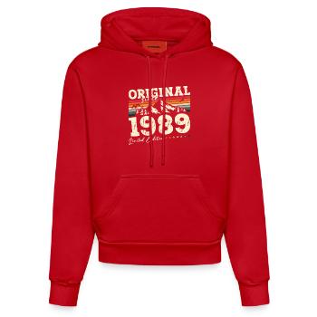 35. Geburtstag Original 1989 Jahrgang 1989 - Organic Fitted Hoodie Made in EU - Rot - Vorne