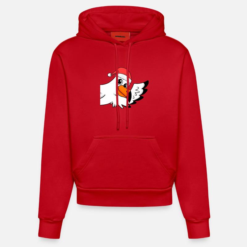 Mouette Noël - Sweat à capuche bio ajusté fabriqué en UE - rouge