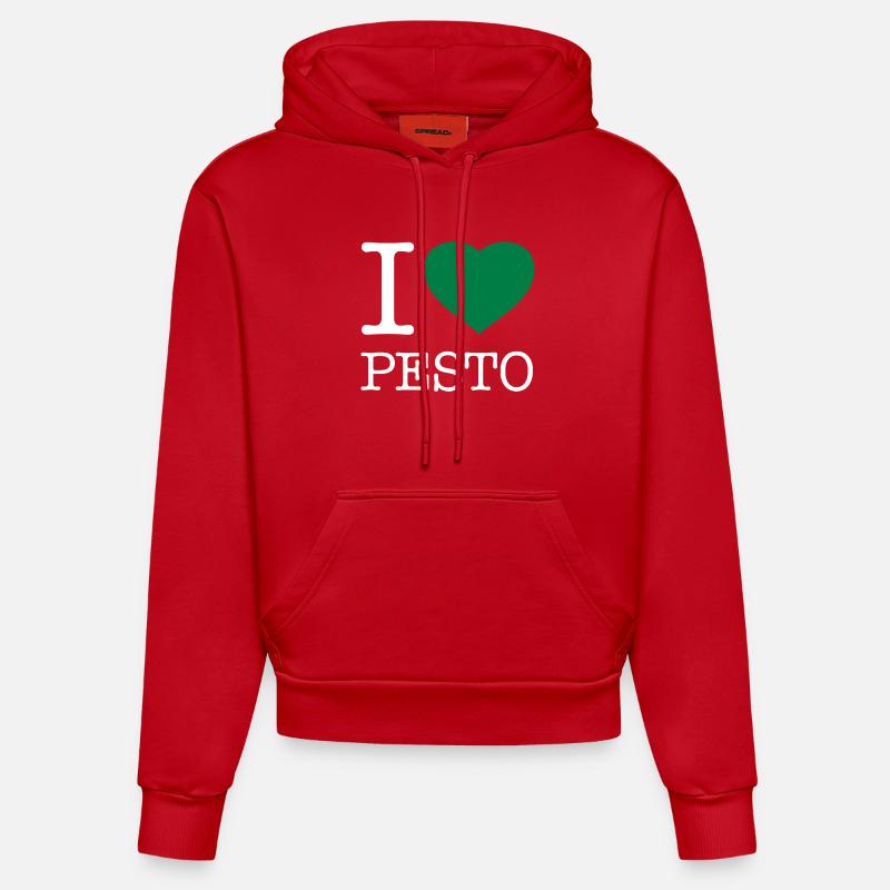 J’ADORE LE PESTO - Sweat à capuche bio ajusté fabriqué en UE - rouge