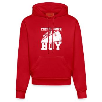 Garçon pom-pom girl - Sweat à capuche bio ajusté fabriqué en UE - rouge - Devant