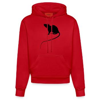 Mouse Silhouette - Organic Fitted Hoodie Made in EU - red - Front