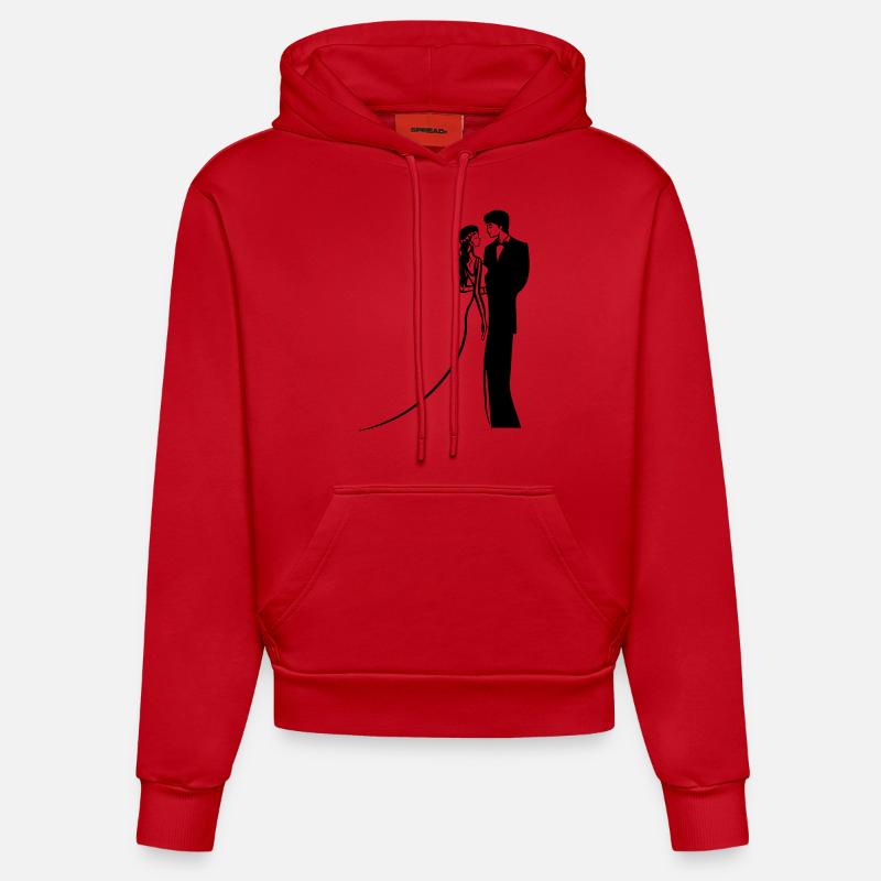 Mariage heureux mariage - Sweat à capuche bio ajusté fabriqué en UE - rouge