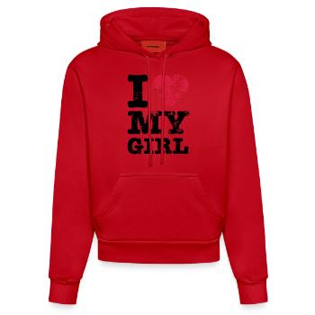 I Love My Girl - Organic Fitted Hoodie Made in EU - Rot - Vorne