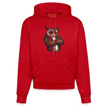Eule Comic Cool - Organic Fitted Hoodie Made in EU - Rot - Vorne