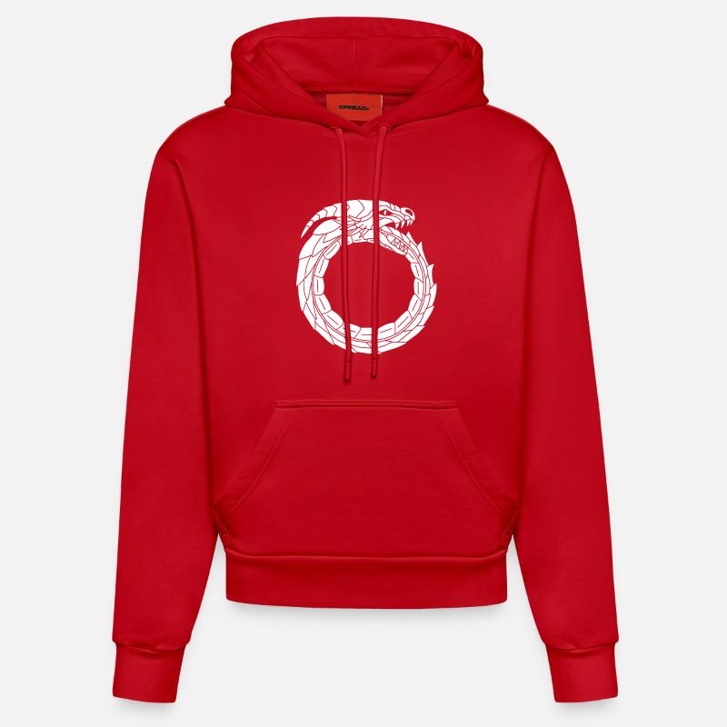 Dragon blanc dévoreur - Sweat à capuche bio ajusté fabriqué en UE - rouge