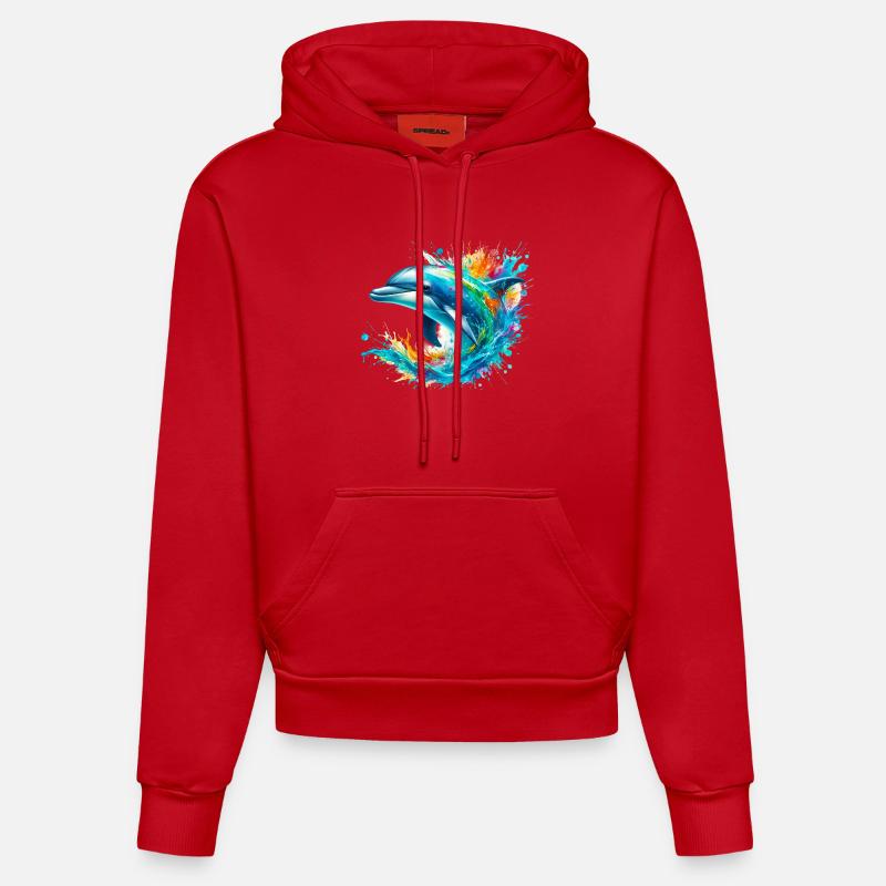 Dauphin - Sweat à capuche bio ajusté fabriqué en UE - rouge