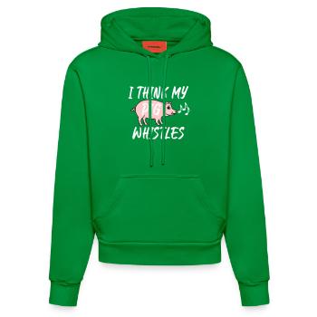 I think my pig whistles - Organic Fitted Hoodie Made in EU - City Green - Front