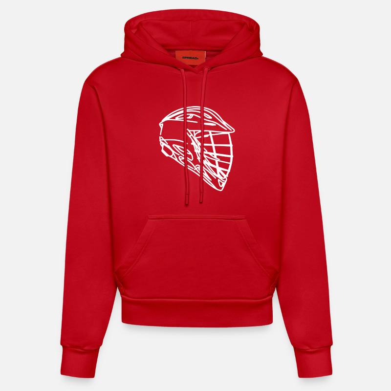Croquis de casque de crosse - Sweat à capuche bio ajusté fabriqué en UE - rouge
