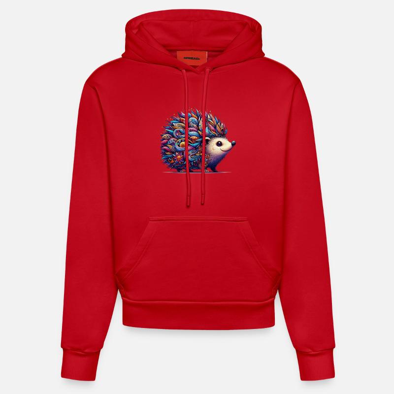 Hérisson - Sweat à capuche bio ajusté fabriqué en UE - rouge