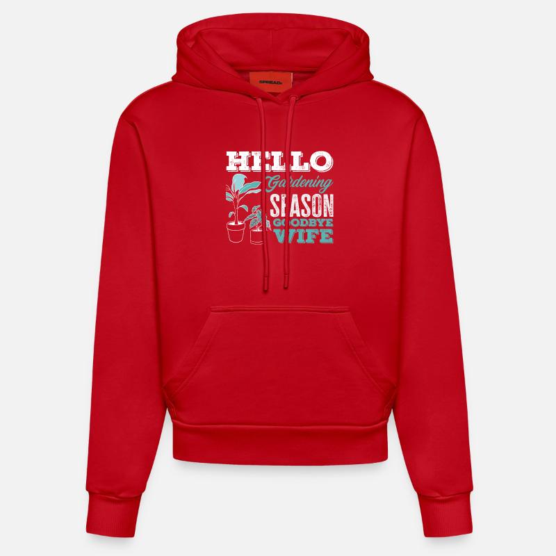 Saison du jardinage Adieu épouse - Sweat à capuche bio ajusté fabriqué en UE - rouge