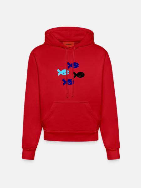 Pisces Silhouette - Organic Fitted Hoodie Made in EU - red