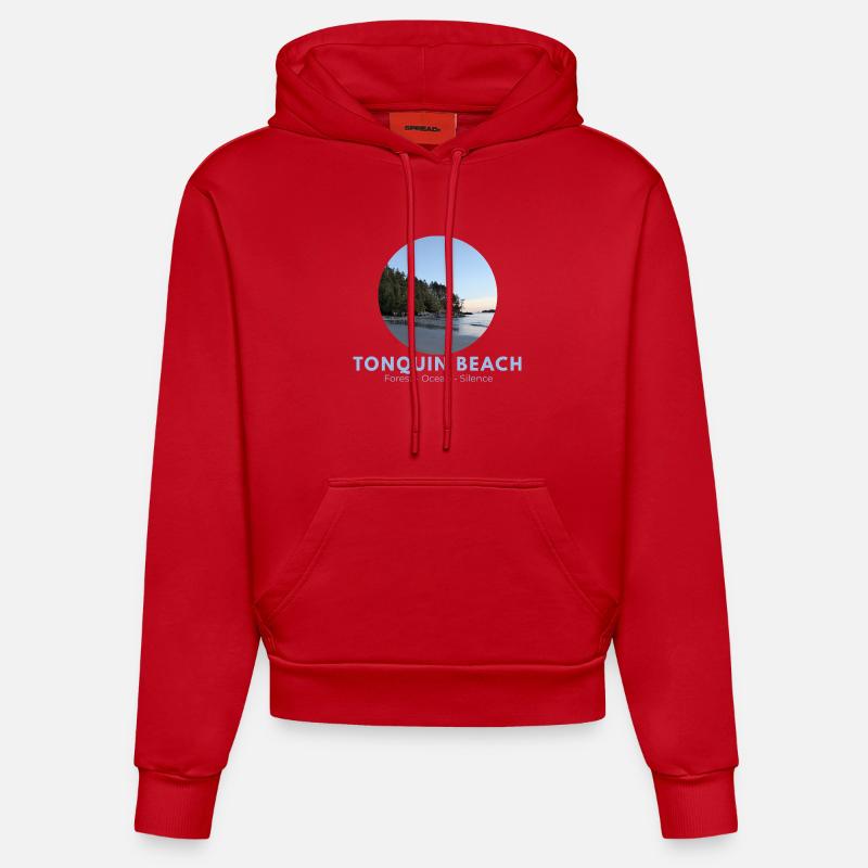 Forêt de Tonquin Beach Océan - Sweat à capuche bio ajusté fabriqué en UE - rouge