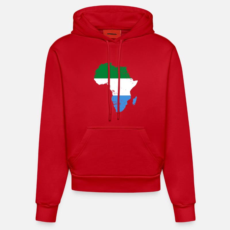 Sierra_Leone_Flagge_Afrika_used - Sweat à capuche bio ajusté fabriqué en UE - rouge