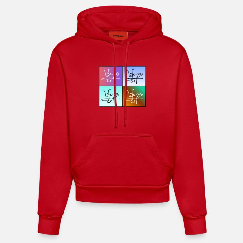 La vie, c’est de l’art - Sweat à capuche bio ajusté fabriqué en UE - rouge