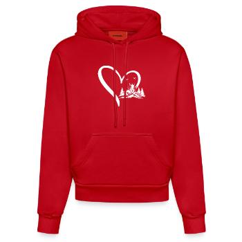 Randonnée Lover Montagne Randonnée Cœur Amoureuse de la Montagne - Sweat à capuche bio ajusté fabriqué en UE - rouge - Devant