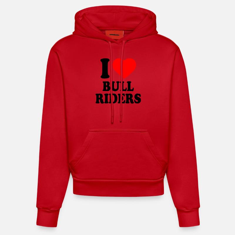 I love bull riders - Sweat à capuche bio ajusté fabriqué en UE - rouge