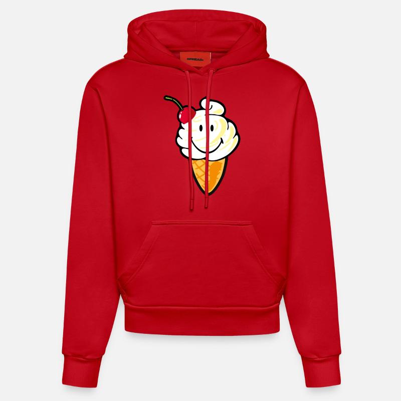 Smiley Ice Cream - Sweat à capuche bio ajusté fabriqué en UE - rouge