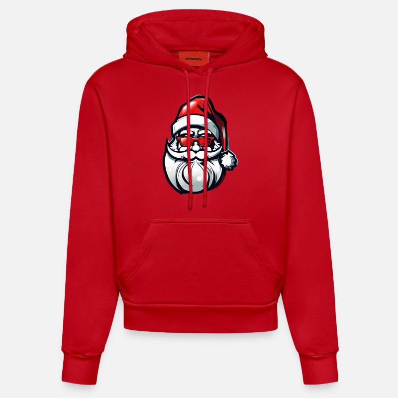 Père Noël Père Noël Noël - Sweat à capuche bio ajusté fabriqué en UE - rouge